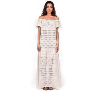 Natural Rough Viola Off White Drop Waist Dress Grande Lace Wedding Sz Large